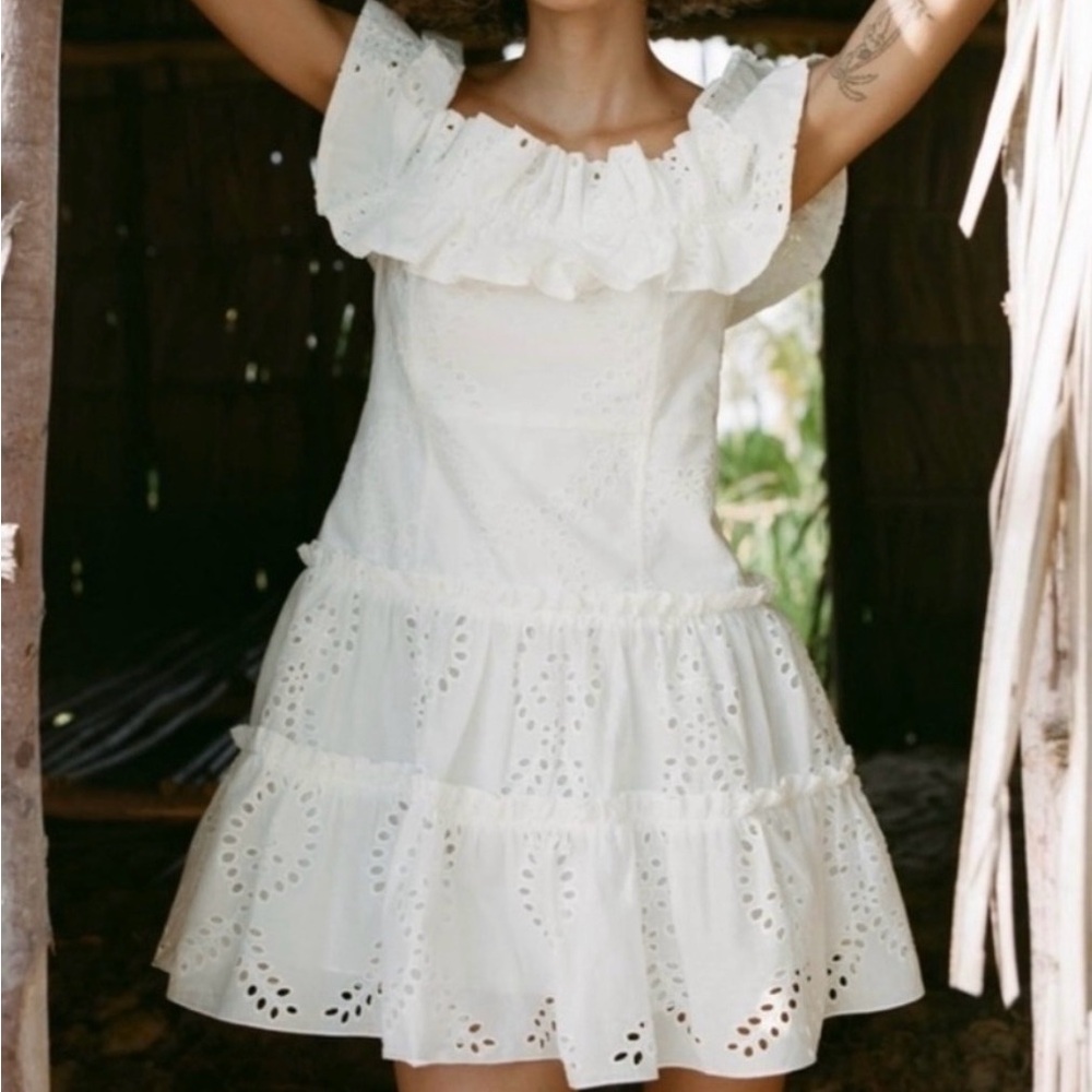 Zara White Ruffle Mini Dress
